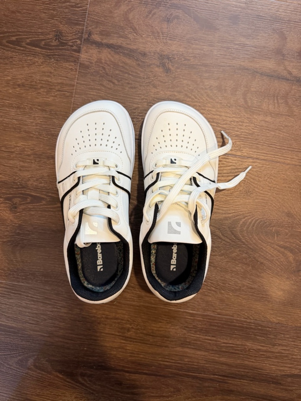 Barebarics Women's White Athletic Sneakers with Black Trim